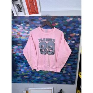 Vintage Healthknit Florida 89 Sweatshirt Pink Raglan Mens Large 80s USA Made